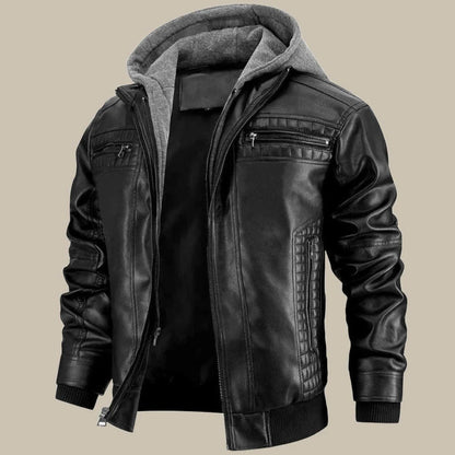 Men's Genuine Fitted Leather Jacket - Slim Zippered