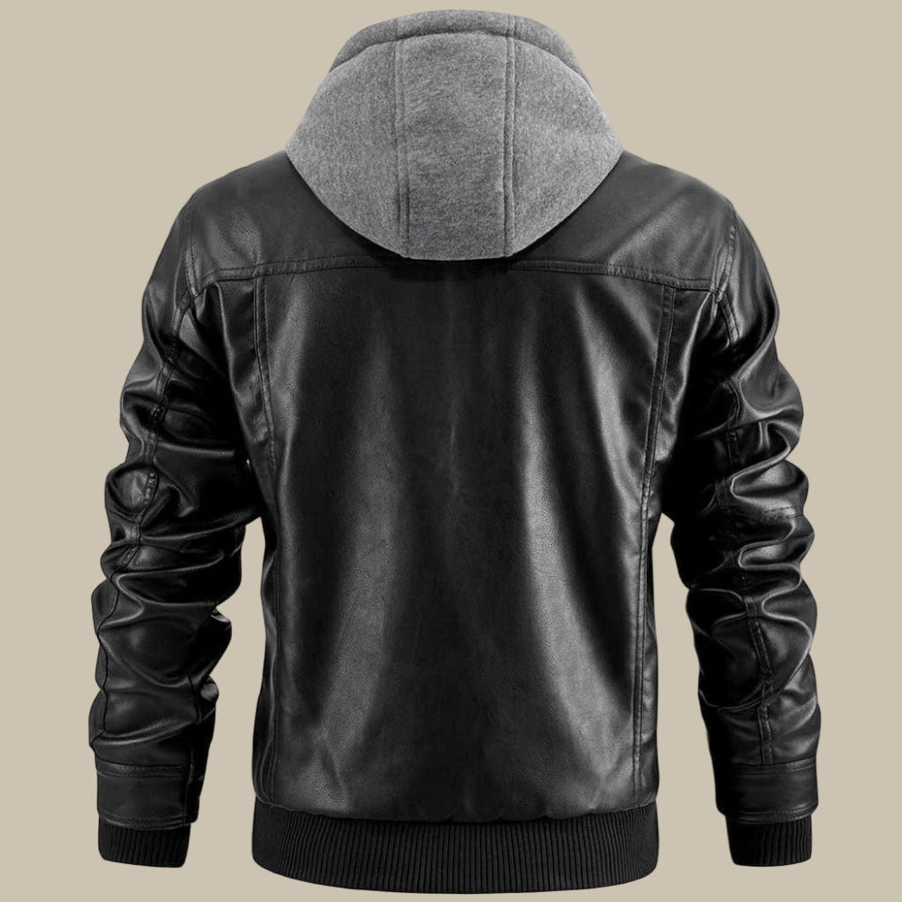 Men's Genuine Fitted Leather Jacket - Slim Zippered
