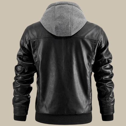 Men's Genuine Fitted Leather Jacket - Slim Zippered