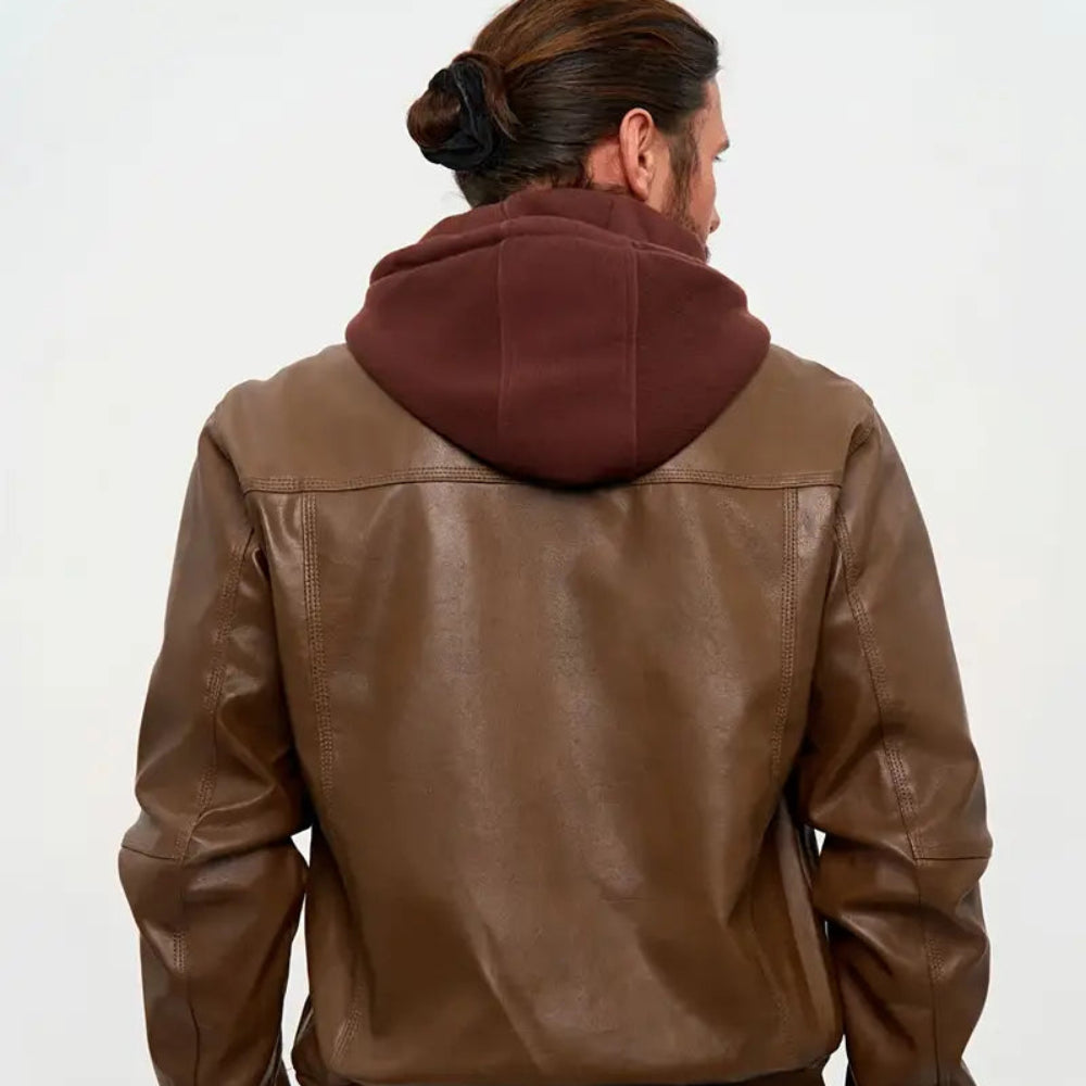 Men's Genuine Fitted Leather Jacket - Slim Zippered