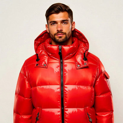 Men's Hooded Winter Snow Puffer Jacket - Quilted Insulated