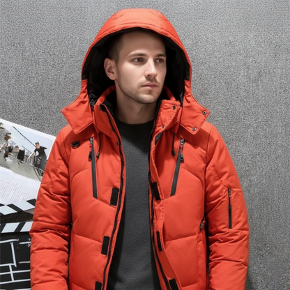 Men's Insulated Puffer Jacket - Hooded Warm Waterproof
