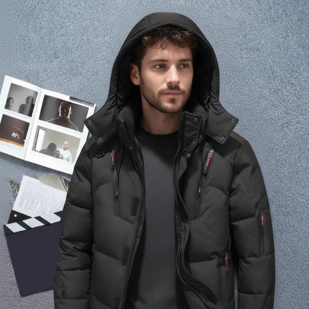 Men's Insulated Puffer Jacket - Hooded Warm Waterproof