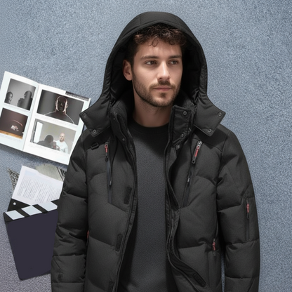 Men's Insulated Puffer Jacket - Hooded Warm Waterproof