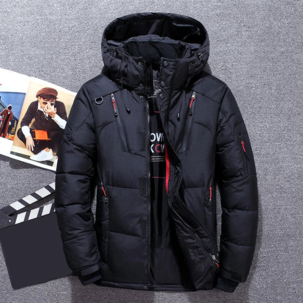 Men's Insulated Puffer Jacket - Hooded Warm Waterproof