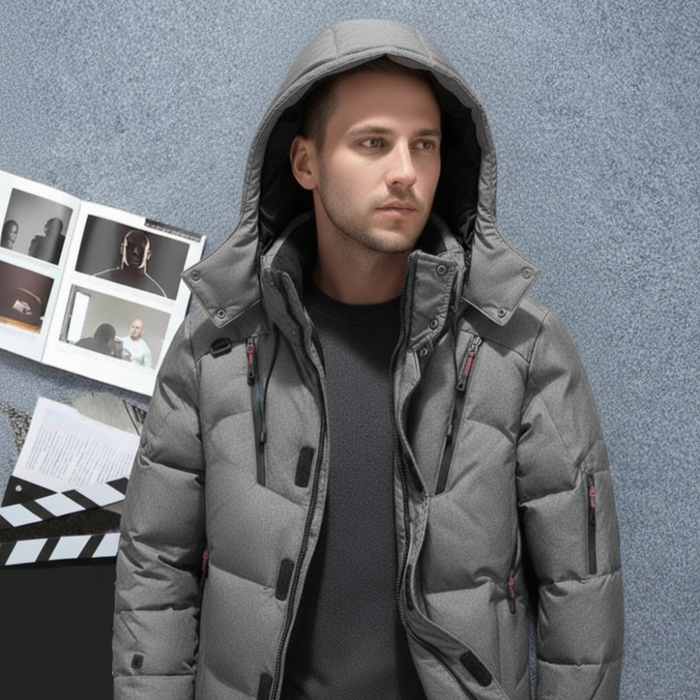 Men's Insulated Puffer Jacket - Hooded Warm Waterproof