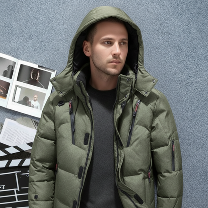 Men's Insulated Puffer Jacket - Hooded Warm Waterproof