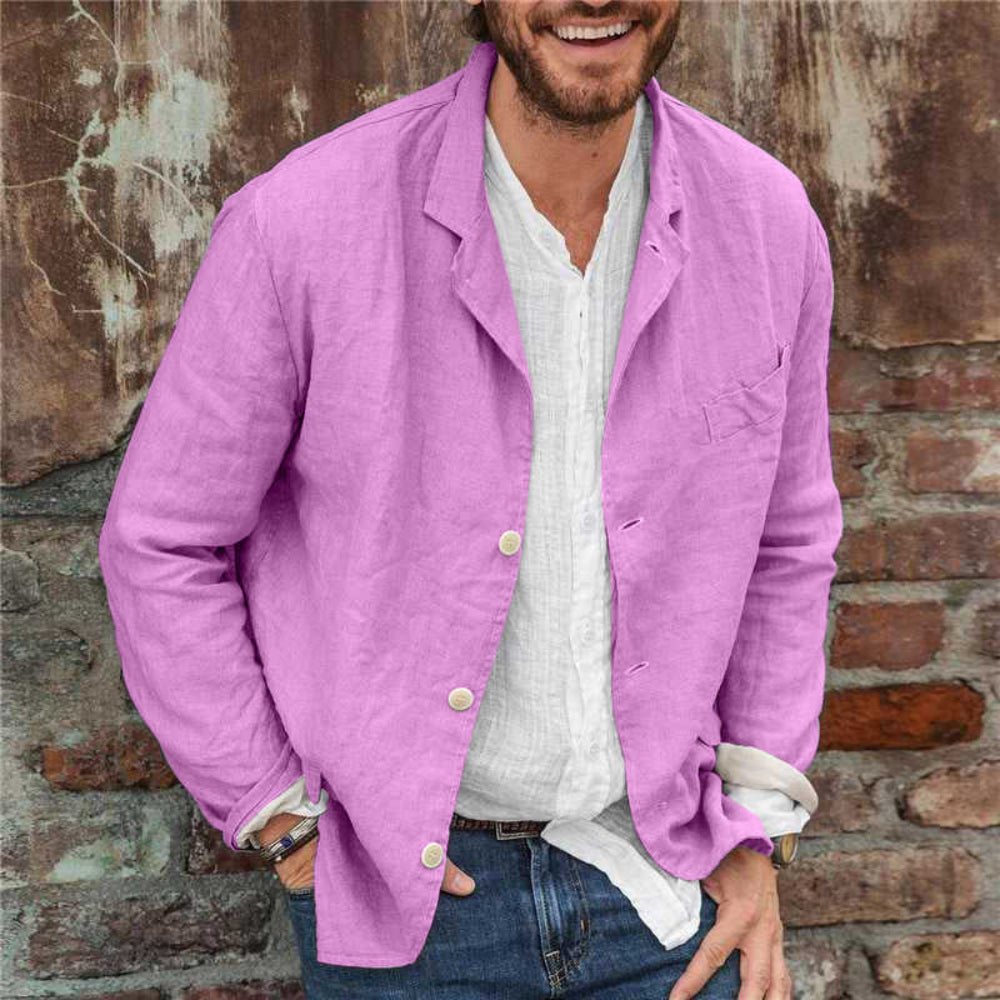 Men's Jacket Loose Cotton Linen Suit Casual Summer Spring 6