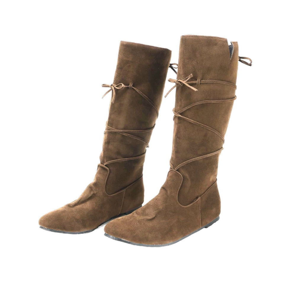 Men's Knee-high Boots Medieval Leather Lace-up Viking Style 1