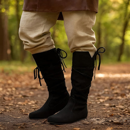 Men's Knee-high Boots Medieval Leather Lace-up Viking Style 8