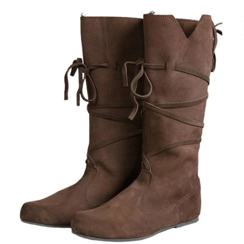 Men's Knee-high Boots Medieval Leather Lace-up Viking Style 9