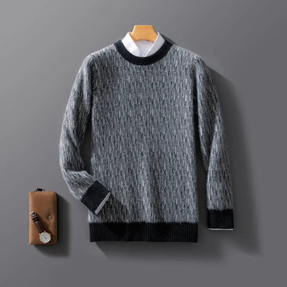 Men's Knitted Crew Neck Sweater - Long Sleeve Pullover