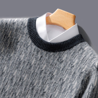 Men's Knitted Crew Neck Sweater - Long Sleeve Pullover