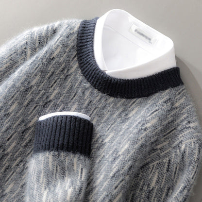 Men's Knitted Crew Neck Sweater - Long Sleeve Pullover