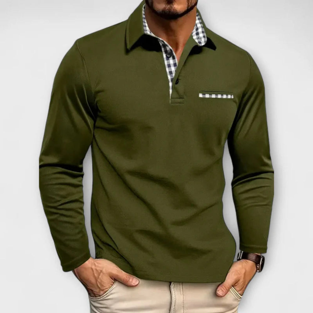 Men's Long Sleeve Polo Jumper Shirt Cotton Blend Casual