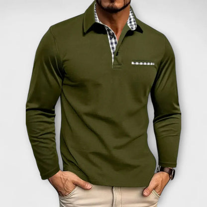 Men's Long Sleeve Polo Jumper Shirt Cotton Blend Casual