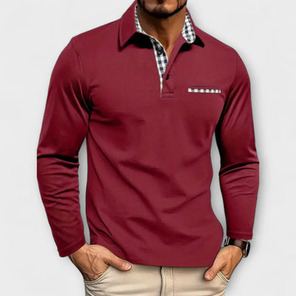 Men's Long Sleeve Polo Jumper Shirt Cotton Blend Casual