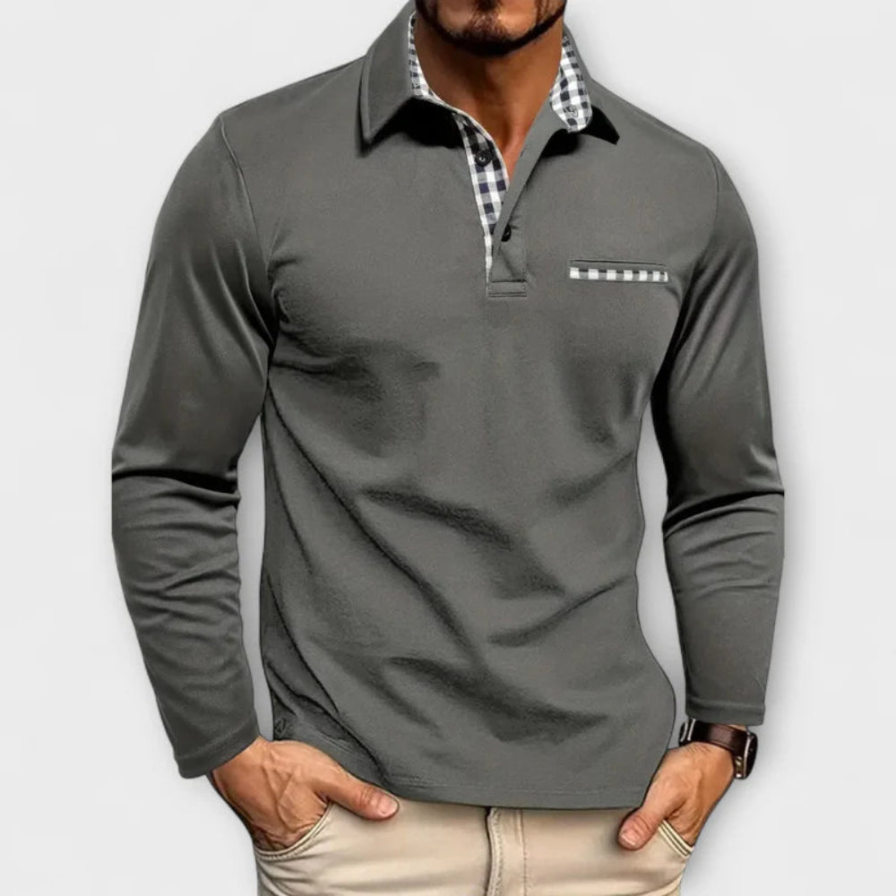 Men's Long Sleeve Polo Jumper Shirt Cotton Blend Casual