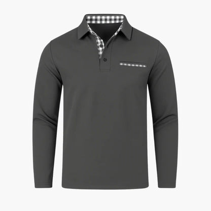 Men's Long Sleeve Polo Jumper Shirt Cotton Blend Casual