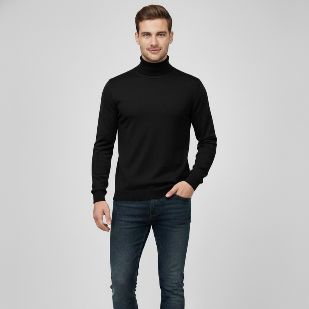 Men's Long Sleeve Turtleneck Sweater - High Neck Pullover