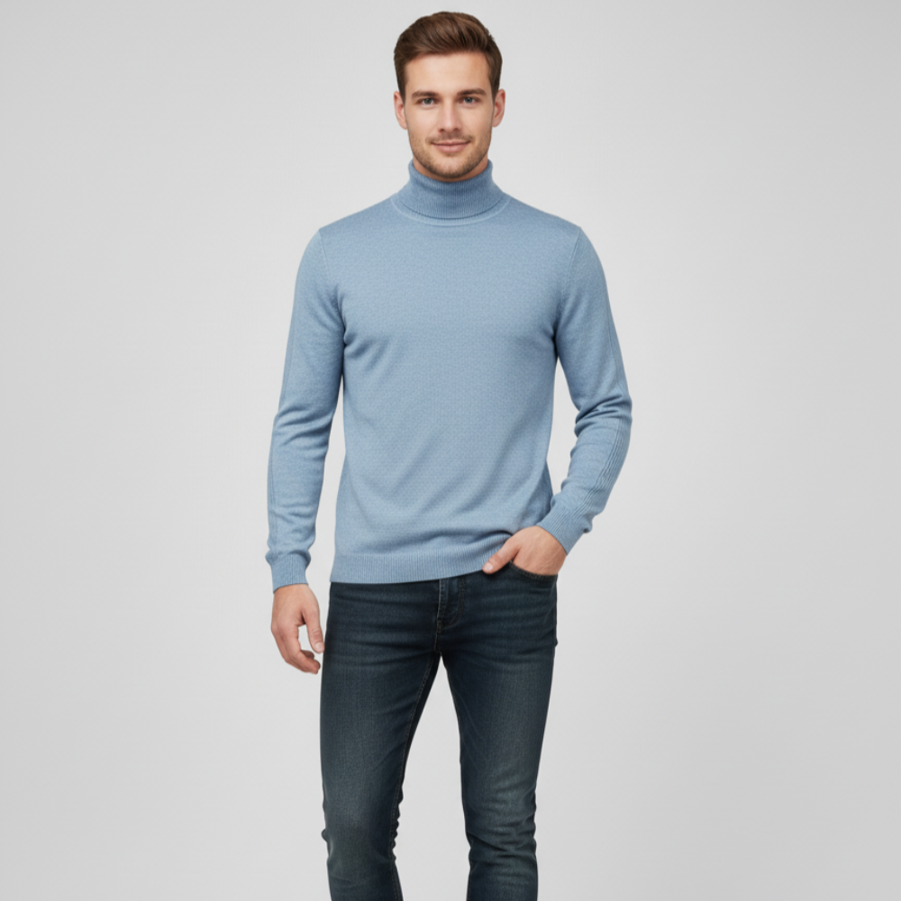 Men's Long Sleeve Turtleneck Sweater - High Neck Pullover