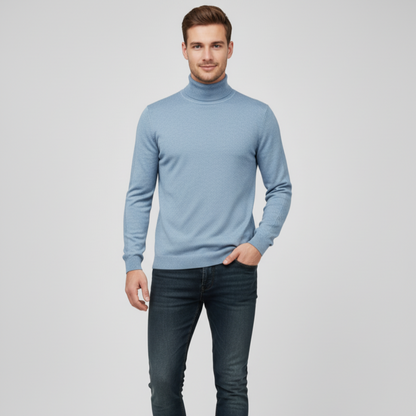 Men's Long Sleeve Turtleneck Sweater - High Neck Pullover