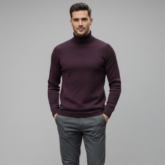 Men's Long Sleeve Turtleneck Sweater - High Neck Pullover