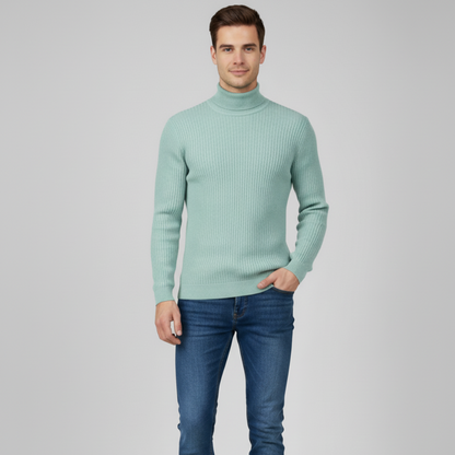 Men's Long Sleeve Turtleneck Sweater - High Neck Pullover
