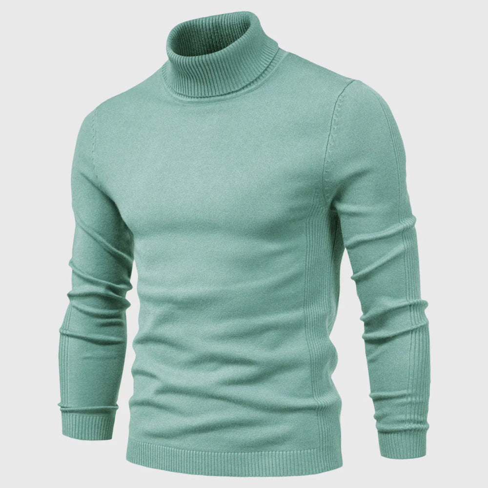 Men's Long Sleeve Turtleneck Sweater - High Neck Pullover