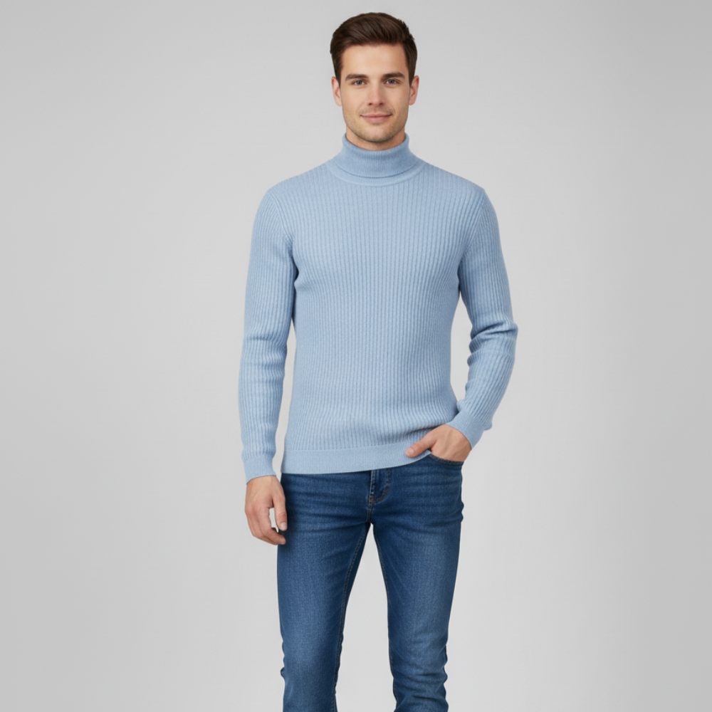 Men's Long Sleeve Turtleneck Sweater - High Neck Pullover