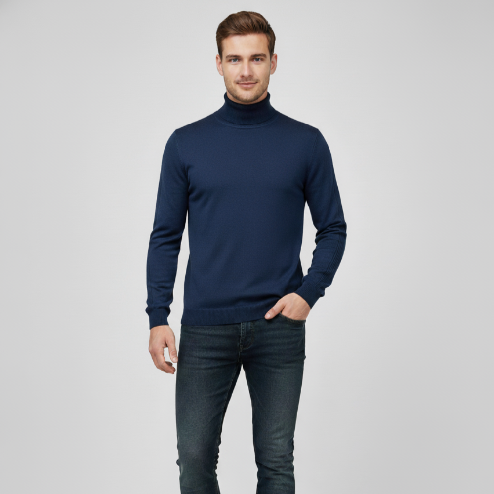 Men's Long Sleeve Turtleneck Sweater - High Neck Pullover