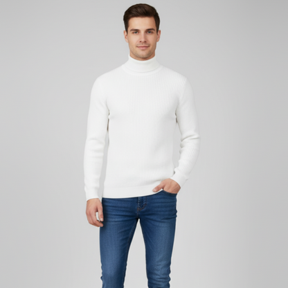 Men's Long Sleeve Turtleneck Sweater - High Neck Pullover