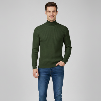 Men's Long Sleeve Turtleneck Sweater - High Neck Pullover