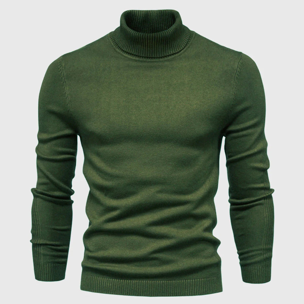 Men's Long Sleeve Turtleneck Sweater - High Neck Pullover