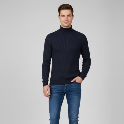 Men's Long Sleeve Turtleneck Sweater - High Neck Pullover