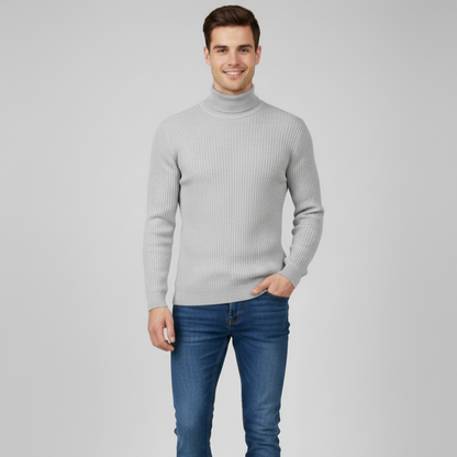 Men's Long Sleeve Turtleneck Sweater - High Neck Pullover