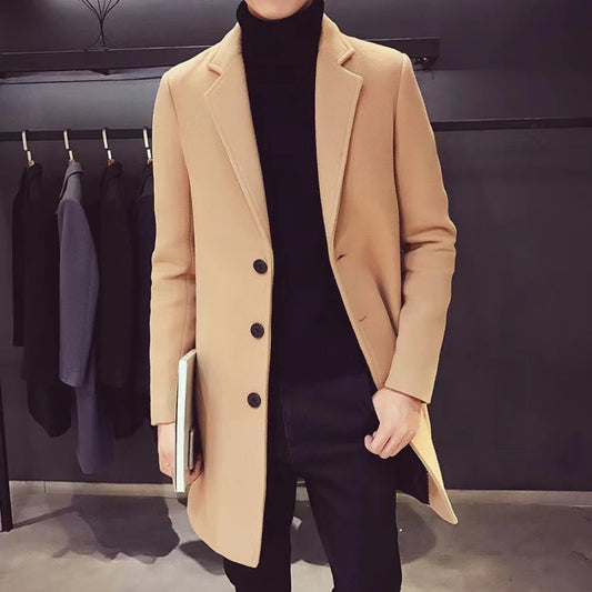 Men's Long Winter Overcoat Stylish Design Warm Cotton Fabric 1