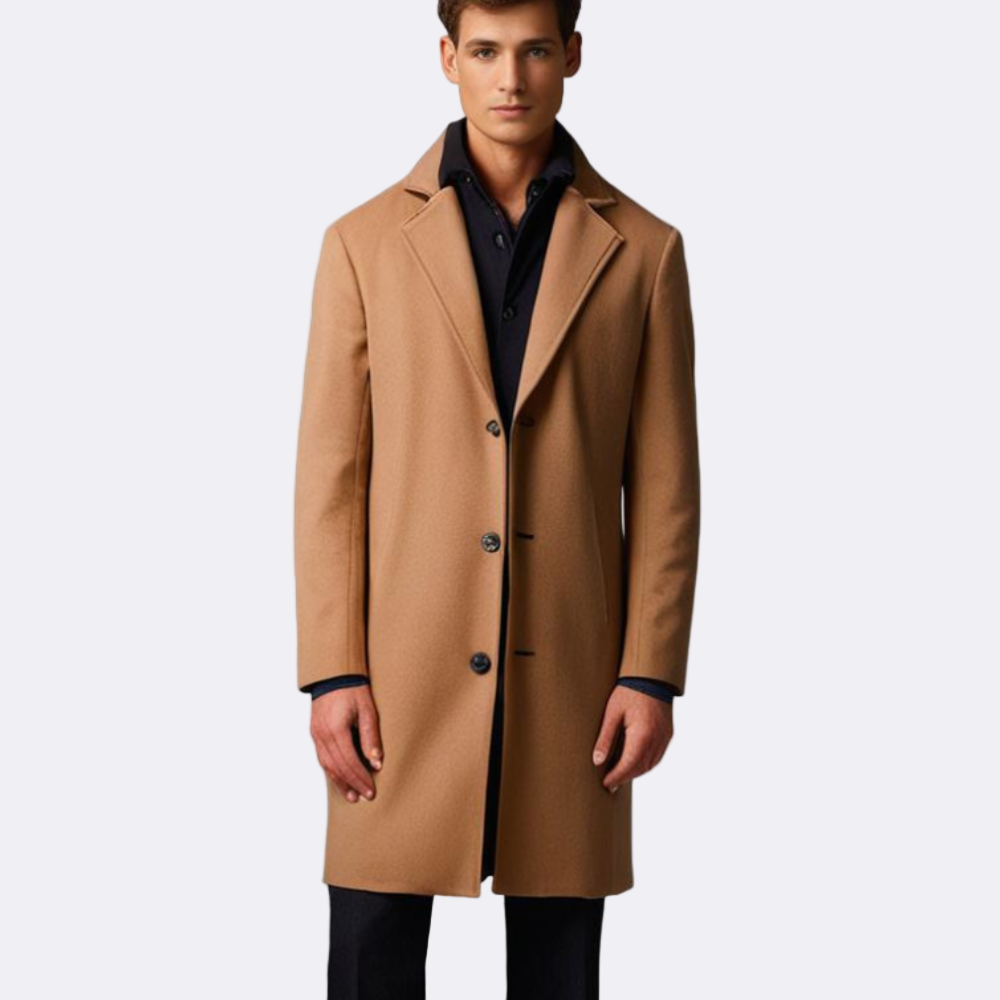 Men's Long Winter Overcoat Stylish Design Warm Cotton Fabric 2