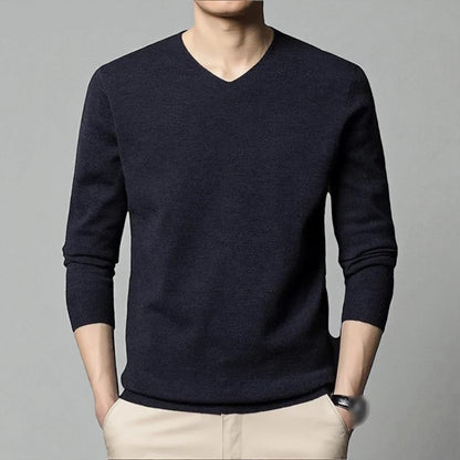 Men's Merino Wool Cashmere V-Neck Sweater Classic Style 11