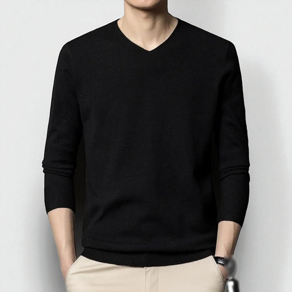 Men's Merino Wool Cashmere V-Neck Sweater Classic Style 5