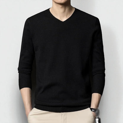 Men's Merino Wool Cashmere V-Neck Sweater Classic Style 5