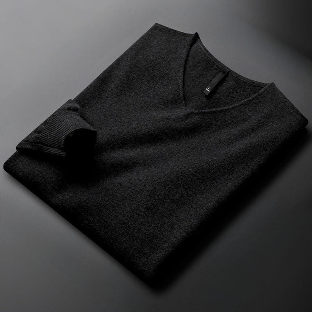 Men's Merino Wool Cashmere V-Neck Sweater Classic Style 6