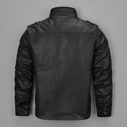 Men's Military Hooded Leather Bomber Jacket - Tactical