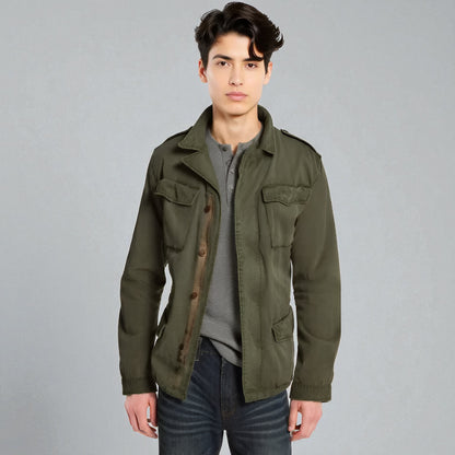 Men's Military Utility Field Jacket - Multi Pocket Style