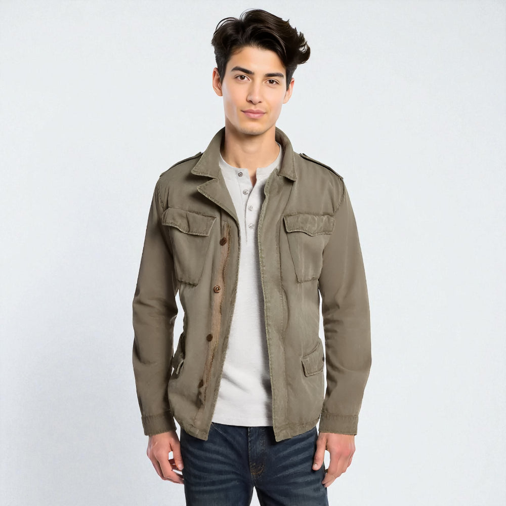 Men's Military Utility Field Jacket - Multi Pocket Style
