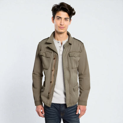 Men's Military Utility Field Jacket - Multi Pocket Style