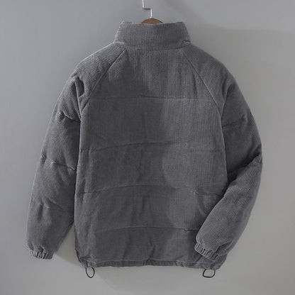 Men's Oversized Corduroy Puffer Jacket - Quilted Zip Up