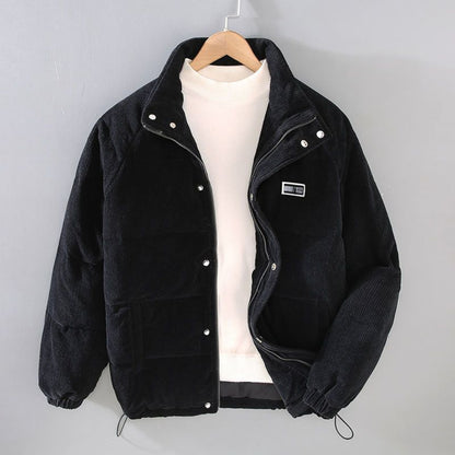 Men's Oversized Corduroy Puffer Jacket - Quilted Zip Up