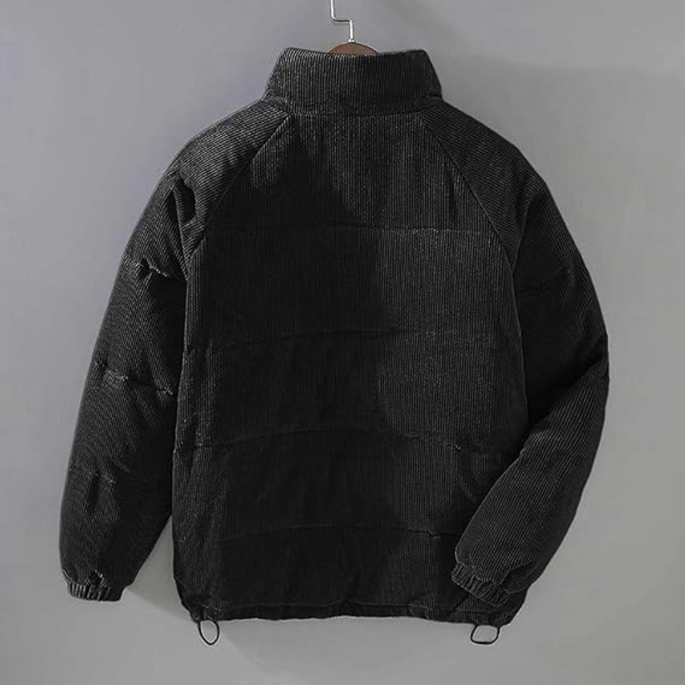 Men's Oversized Corduroy Puffer Jacket - Quilted Zip Up