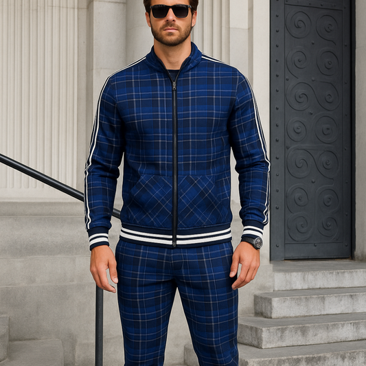 Men’s Plaid Two Piece Set | Pants and Top, Sporty